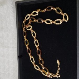 Coldwater Creek necklace Boho faux  amber tortoise gold necklace